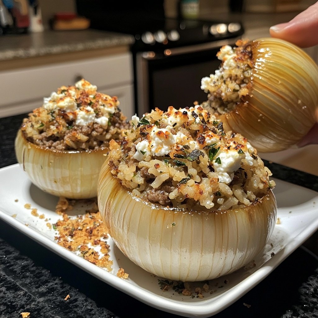 Greek Stuffed Onions