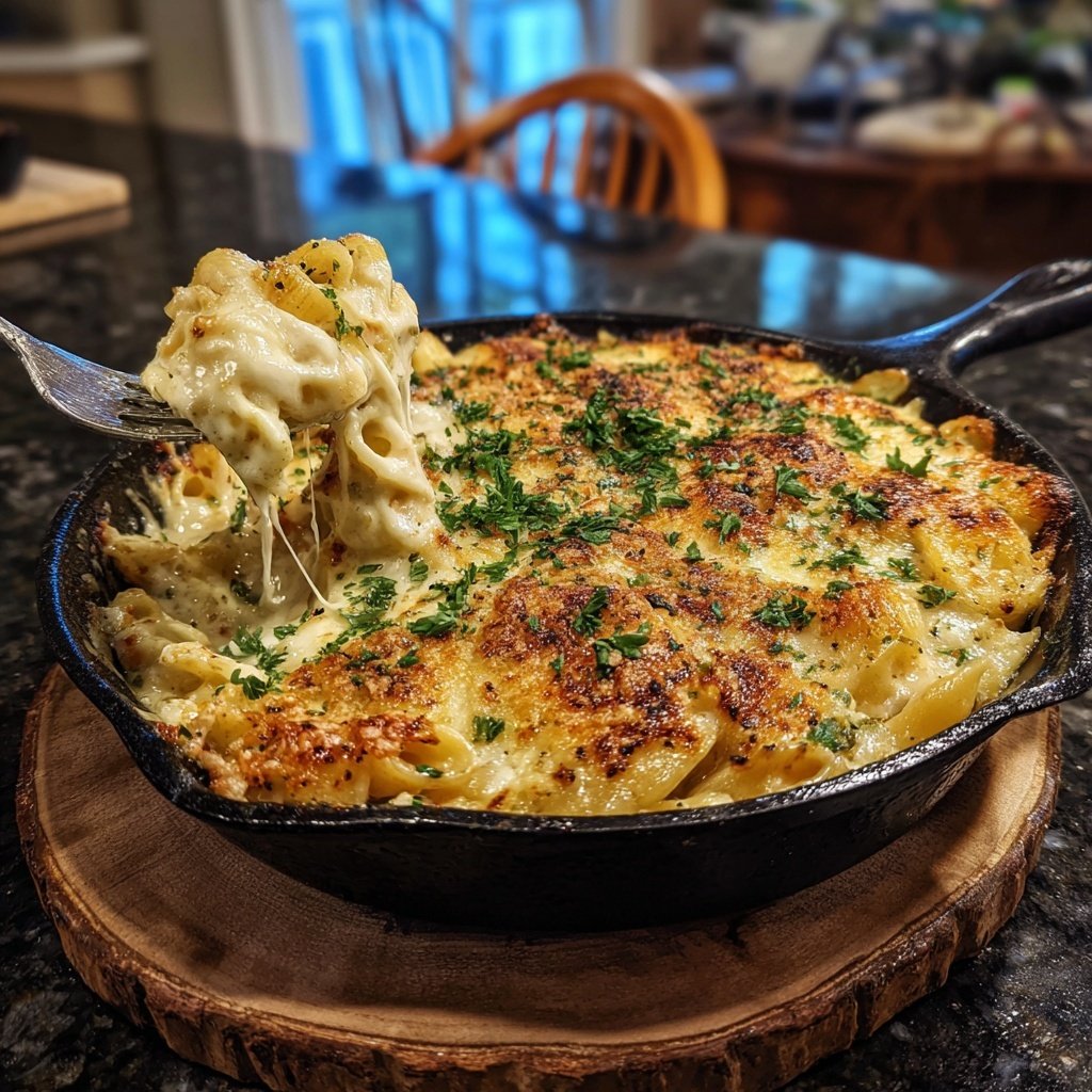 Creamy Garlic Chicken Pasta Bake