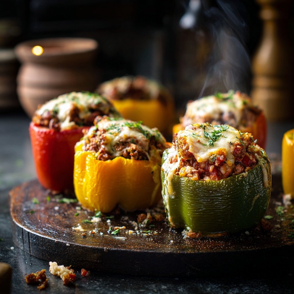 Ground Beef And Cheese Stuffed Peppers
