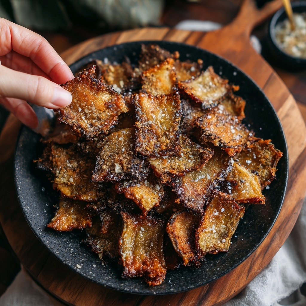 Crispy Eggplant Garlic Chips