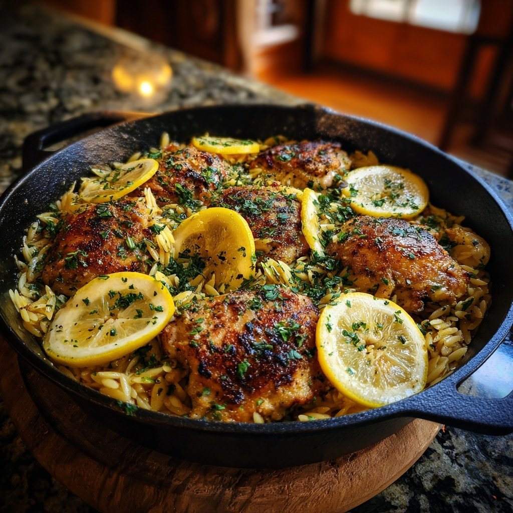 Skillet Lemon Chicken With Orzo