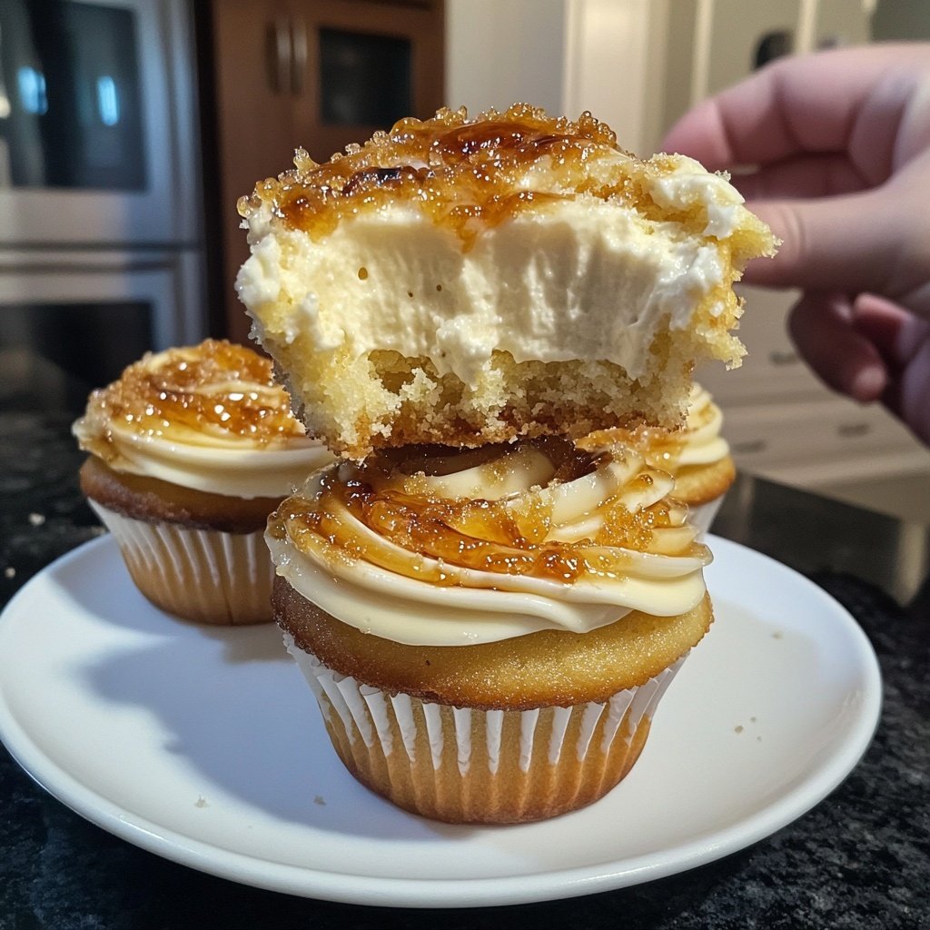 Vanilla Bean Crème Brûlée Cheesecake Cupcakes