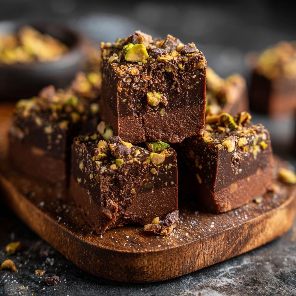 Chocolate Pistachio Fudge Bites