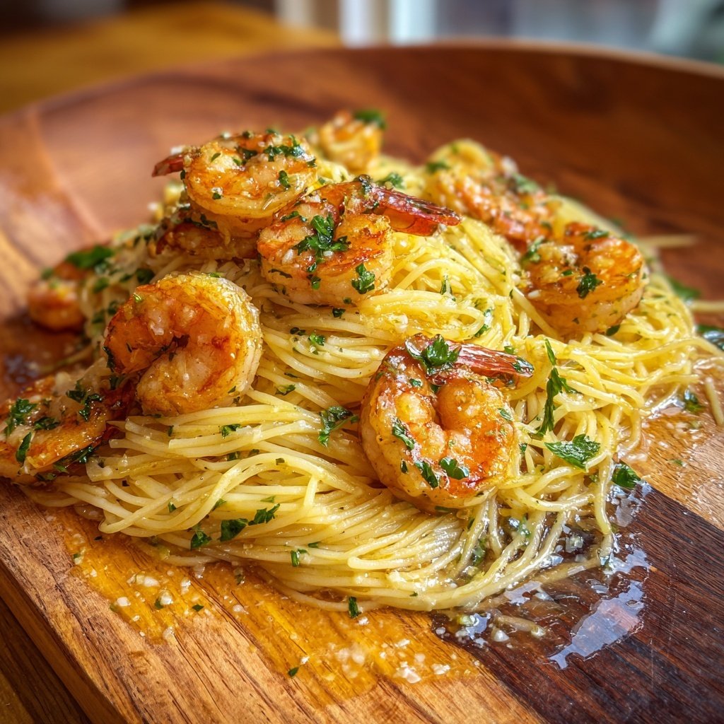 Angel Hair Pasta With Garlic Butter Shrimp