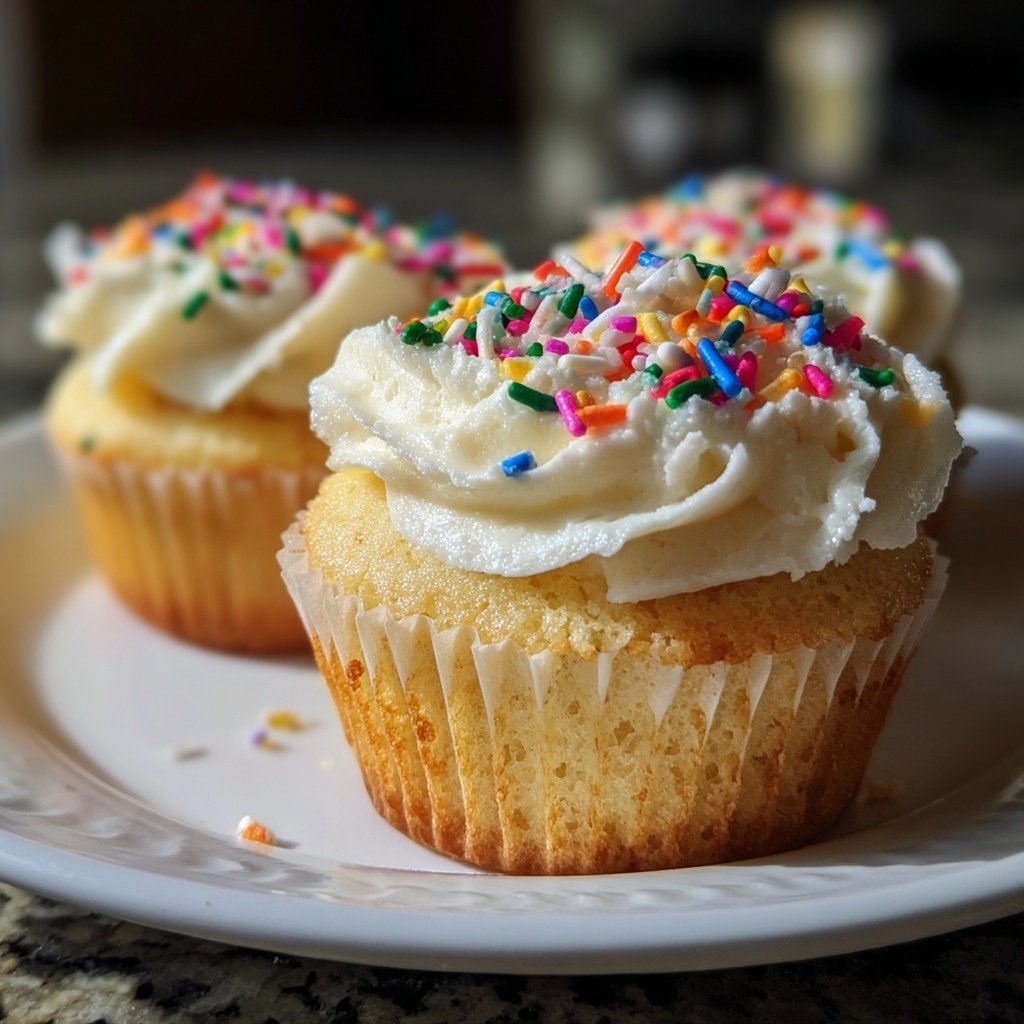 Simple One Bowl Vanilla Cupcakes