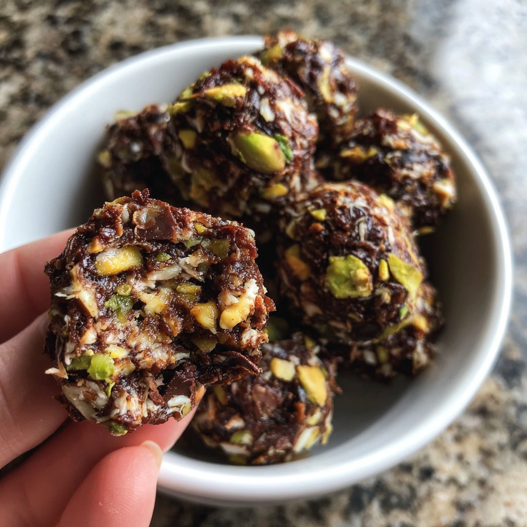 Chocolate Pistachio Coconut Bites